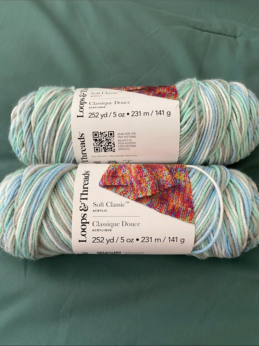 Loops & Threads Soft Classic Yarn - Pastel Blue/White Twist